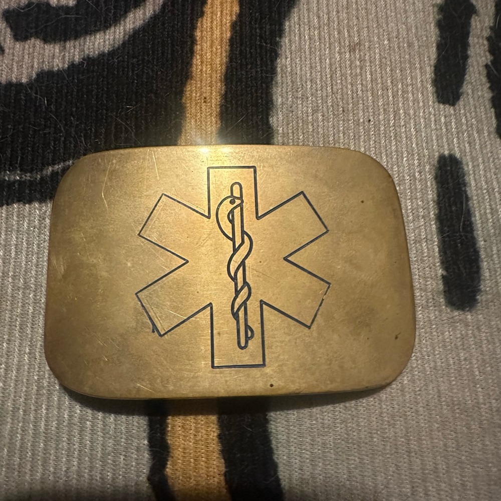 Solid brass EMT Baron belt buckle